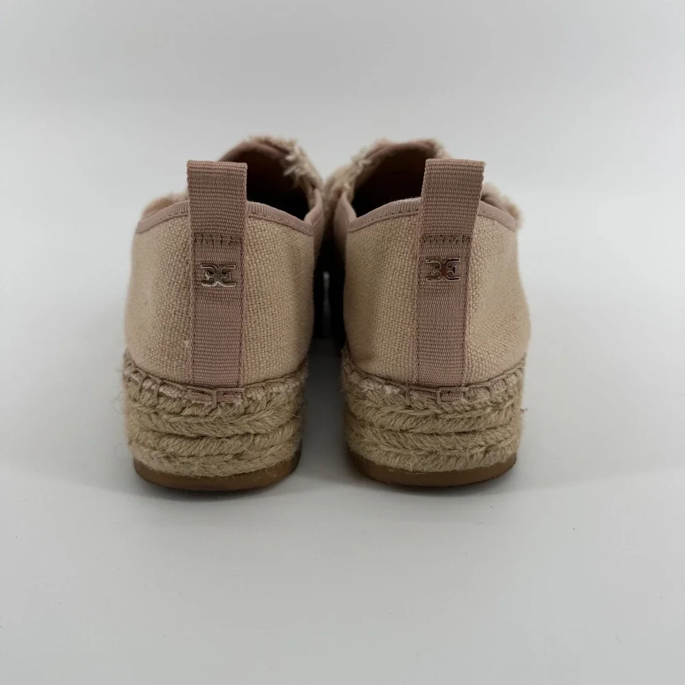Sam Edelman Cabrera Platform Espadrille Blush Pink Frayed Bow Slip On Shoes‎ 9.5